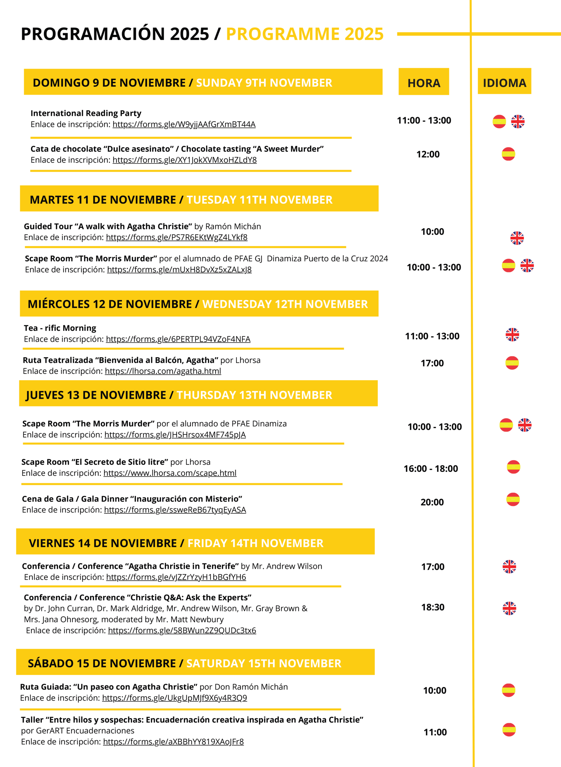 Agatha Christie Festival 2025 in Puerto de la Cruz, Tenerife