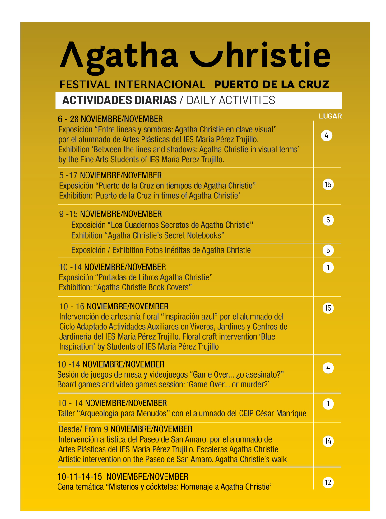 Agatha Christie Festival 2025 in Puerto de la Cruz, Tenerife