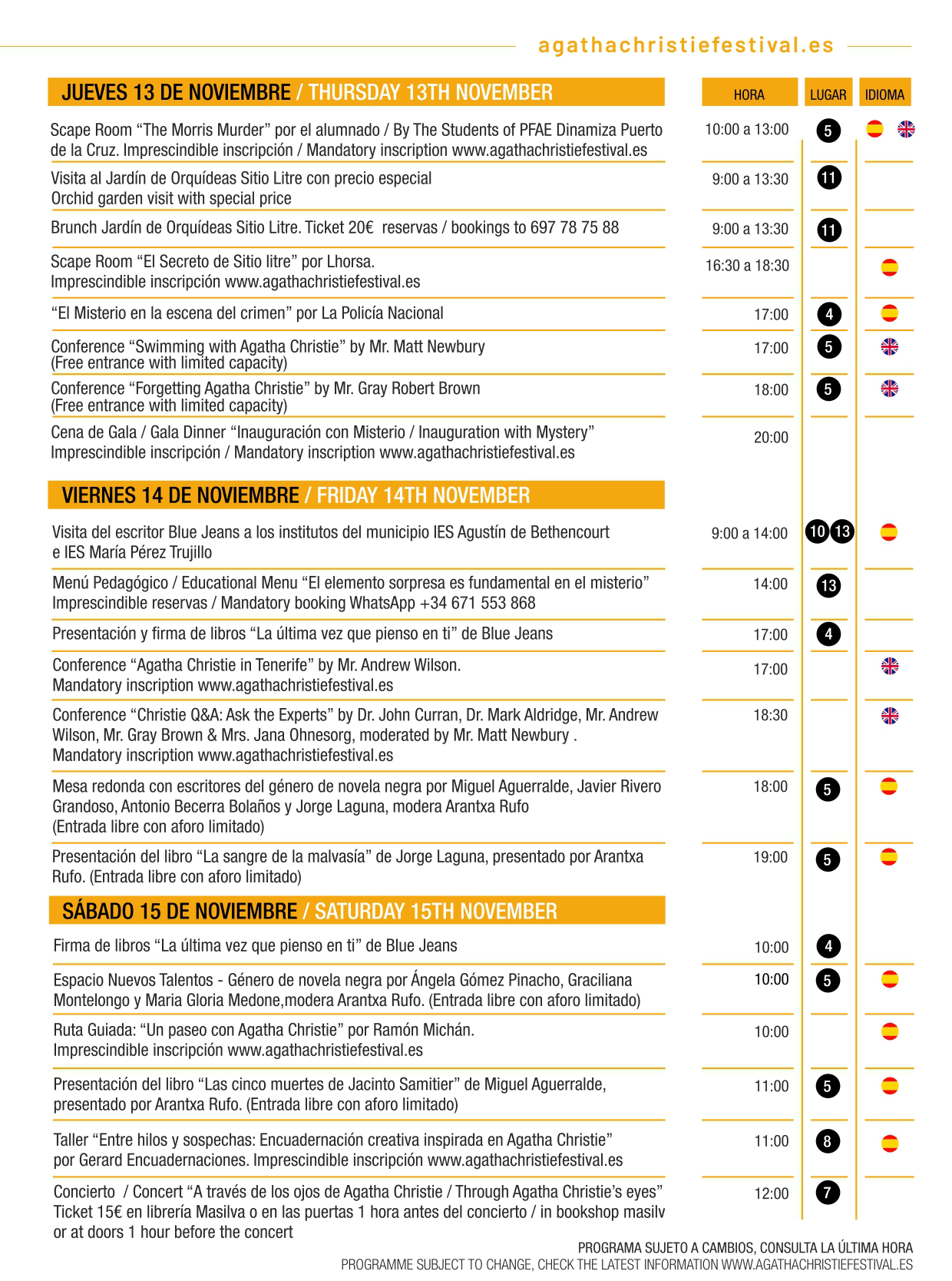 Agatha Christie Festival 2025 in Puerto de la Cruz, Tenerife