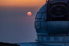 Partial solar eclipse near sunset in Tenerife