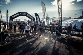 Spartan Race competitors at the start in Puerto de la Cruz, Tenerife