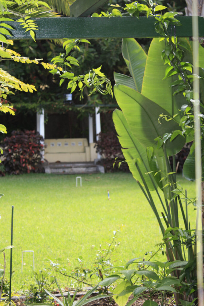 Sitio Litre croquet lawn Green croquet lawn and surrounding planting at Sitio Litre