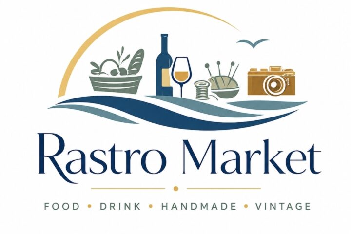 Rastro Market logo with food, drink, handmade and vintage motifs