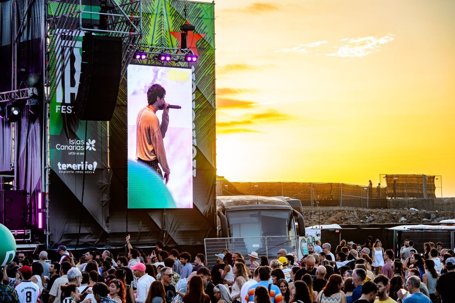 Choclock on a Phe Festival stage at sunset in 2026, with an audience in the foreground