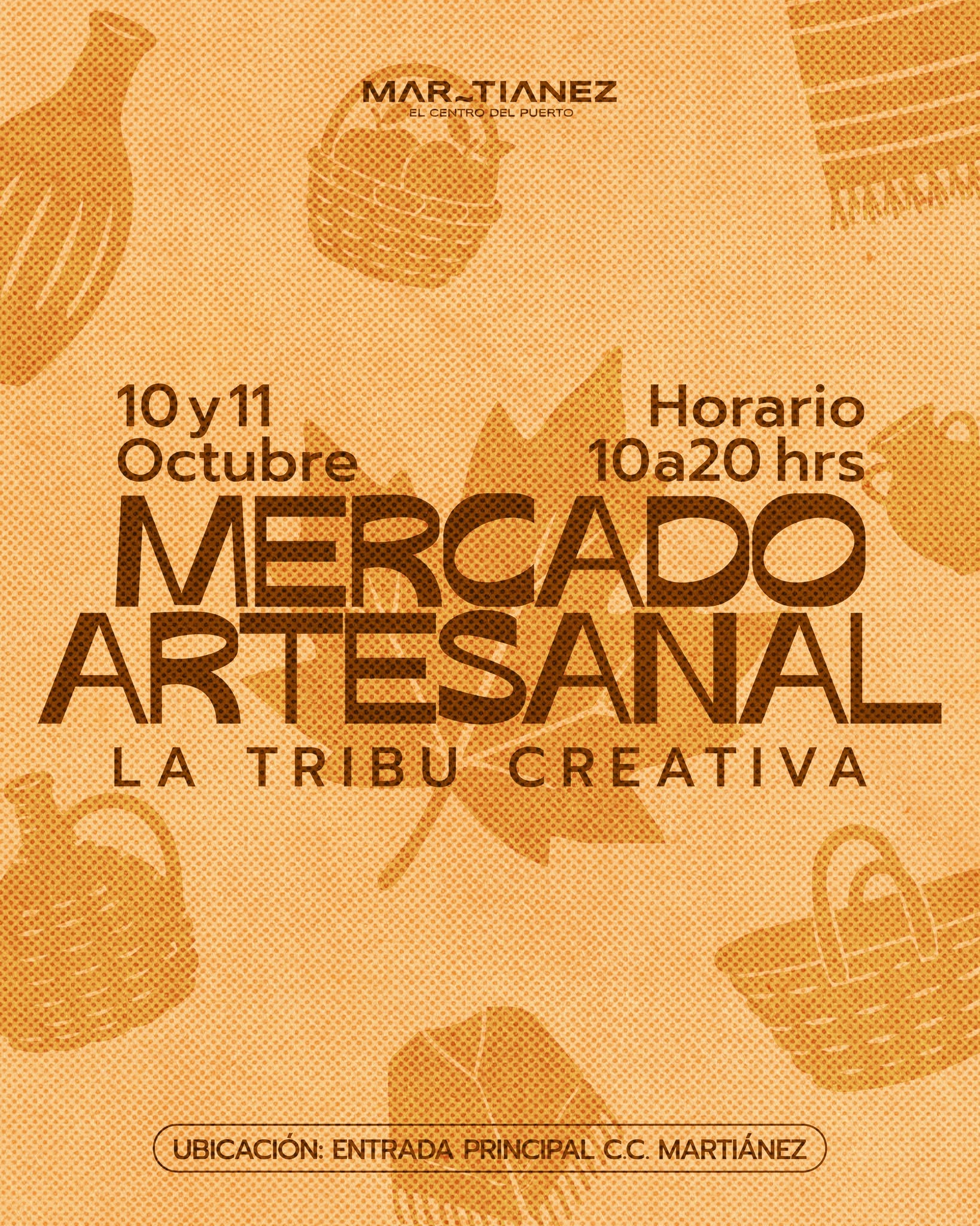 La Tribu Creativa artisan market poster for 10 and 11 October at C.C. Martiánez Official La Tribu Creativa market poster showing 10–11 October and 10:00–20:00