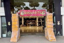 Decorated School of Magic entrance at Mercado Municipal, Puerto de la Cruz